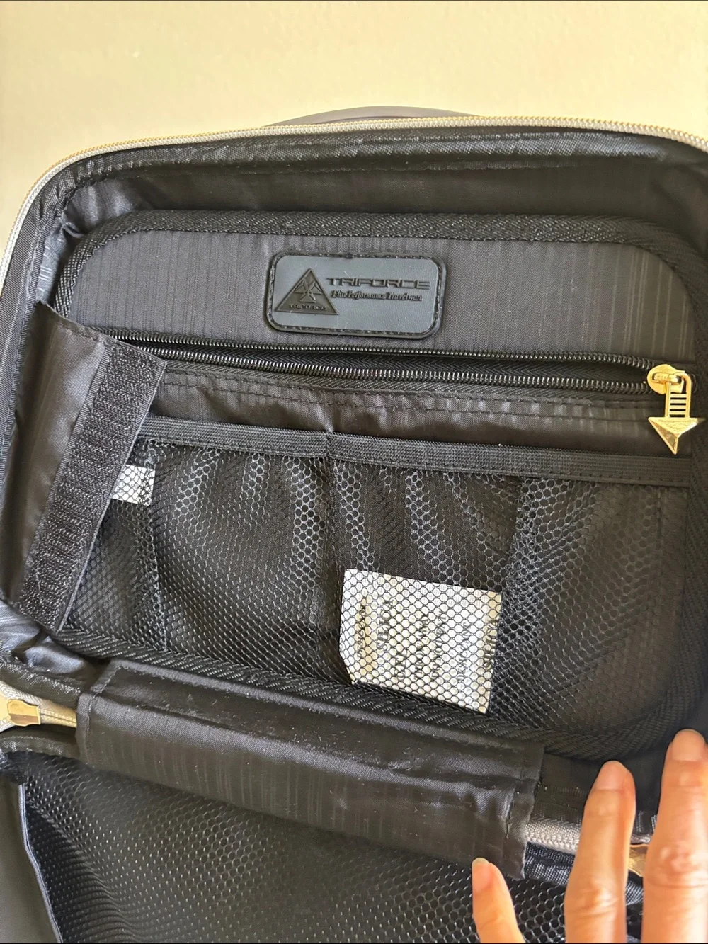 Metallic Gray Quilted Cosmetic Case with Gold Accents